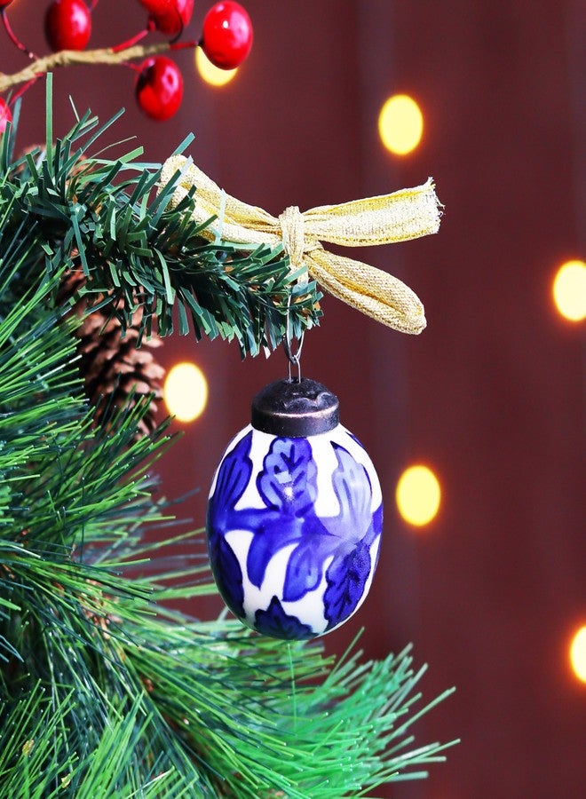 Indian-Shelf IndianShelf 12 Colourful Christmas Balls with Ribbon- Porcelain Christmas Ornaments- Multicolor Ceramic Tree Balls- Large Christmas Ornaments- Ball Ornaments for Christmas - Vintage Christmas Ornament - Image 3